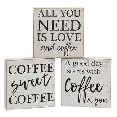 A Good Day Starts With Coffee Square Block 3 Asstd - The Fox Decor